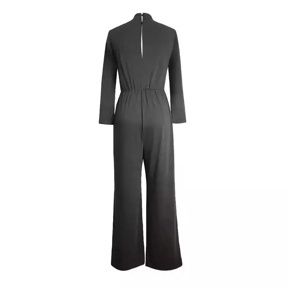 Turtleneck Long Sleeve Knitted Jumpsuit