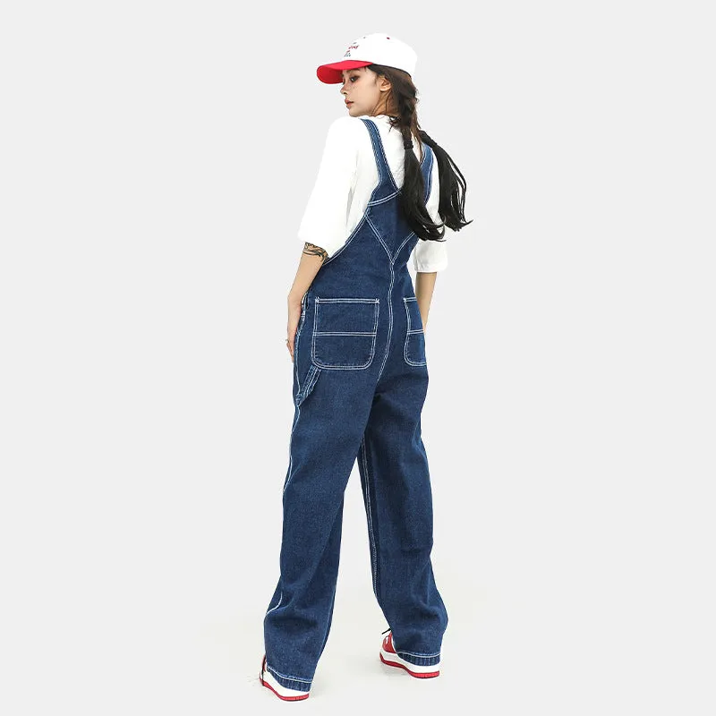 Uniwim 90s streetwear Oeeta Jeans Autumn American Style Overalls Men's Denim Overalls Women's Loose Denim Jumpsuit