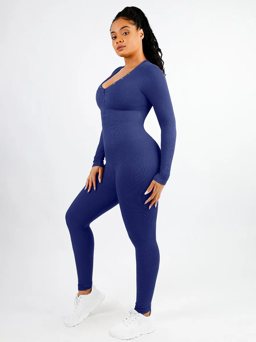 V-neck Seamless Tummy Control Jumpsuit