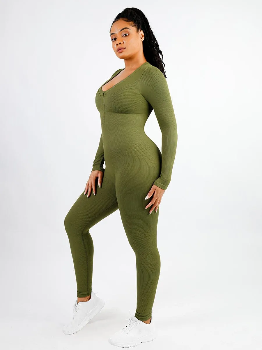 V-neck Seamless Tummy Control Jumpsuit