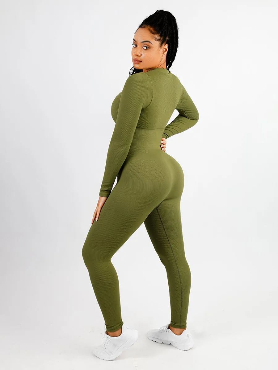 V-neck Seamless Tummy Control Jumpsuit