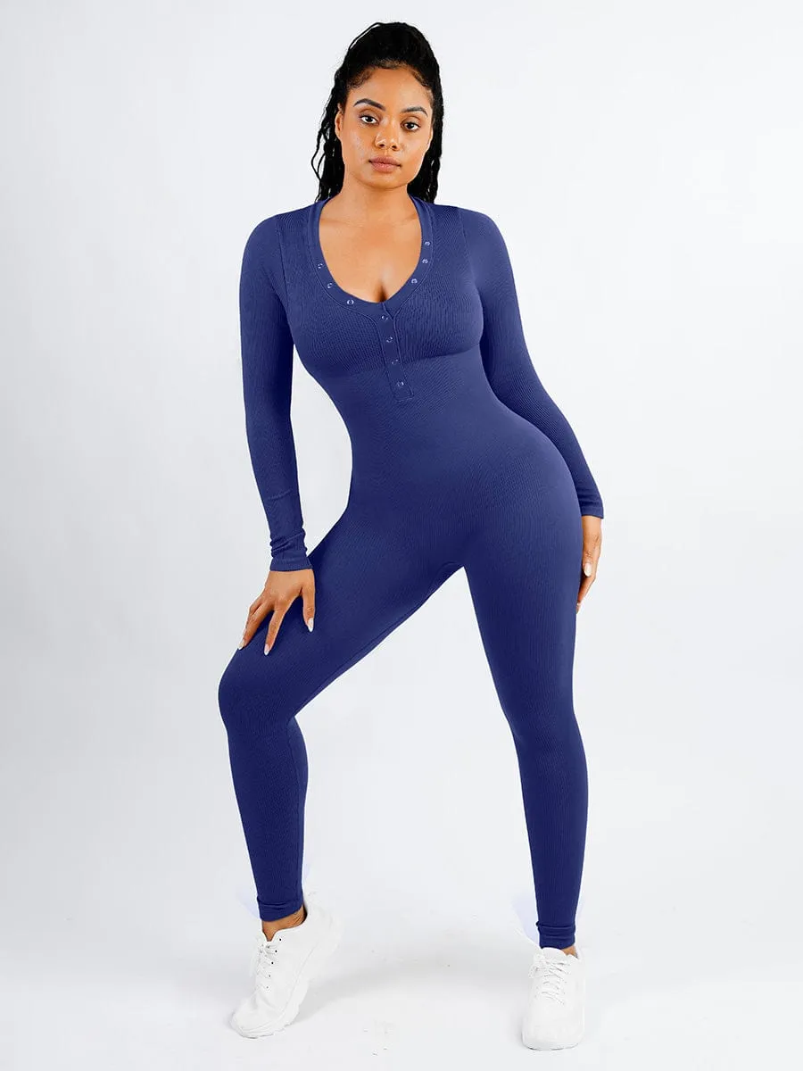 V-neck Seamless Tummy Control Jumpsuit