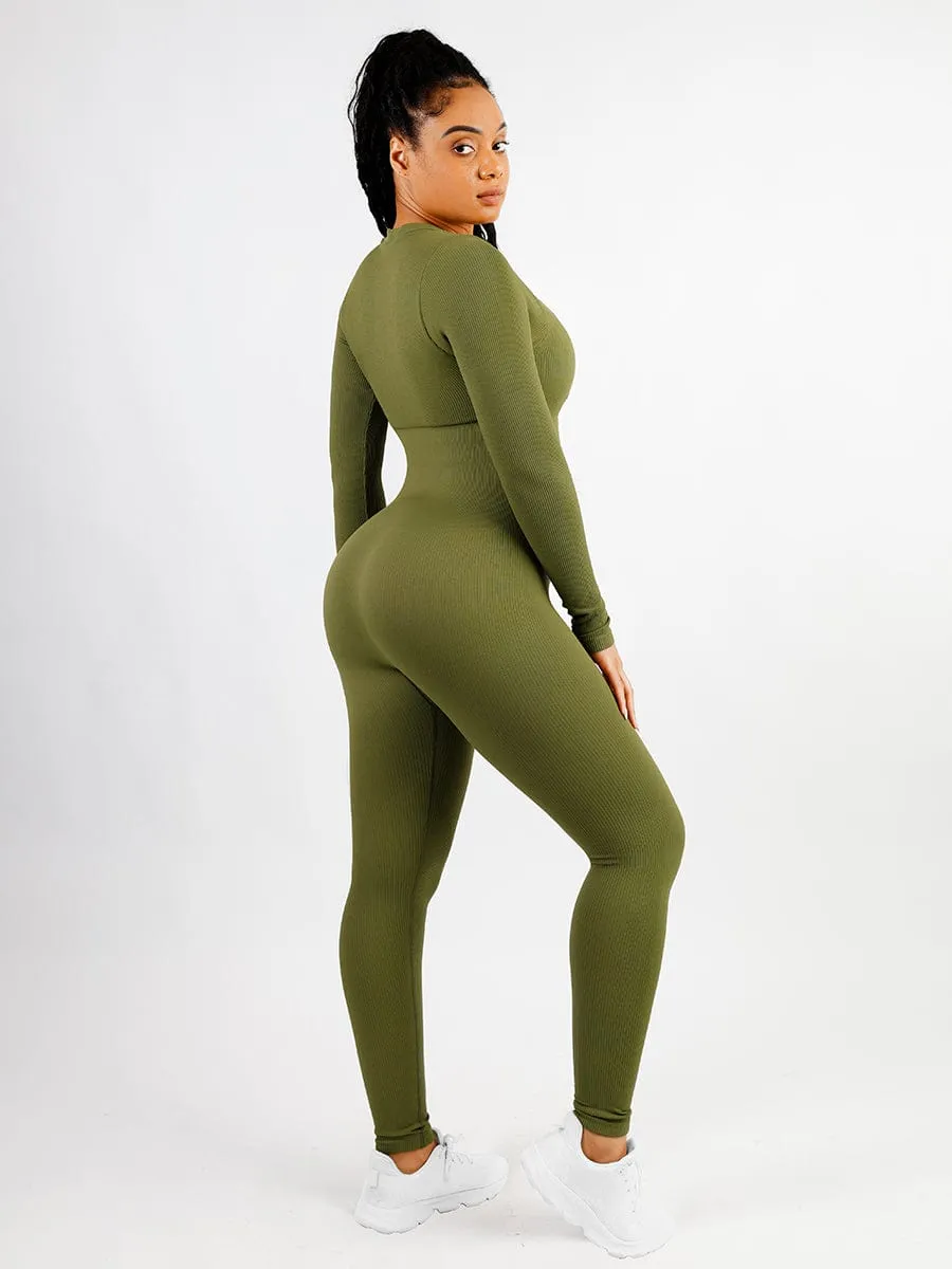 V-neck Seamless Tummy Control Jumpsuit