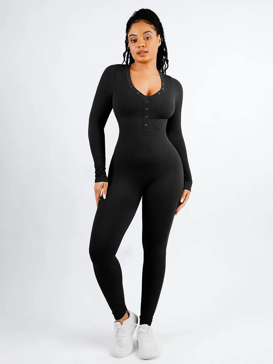 V-neck Seamless Tummy Control Jumpsuit