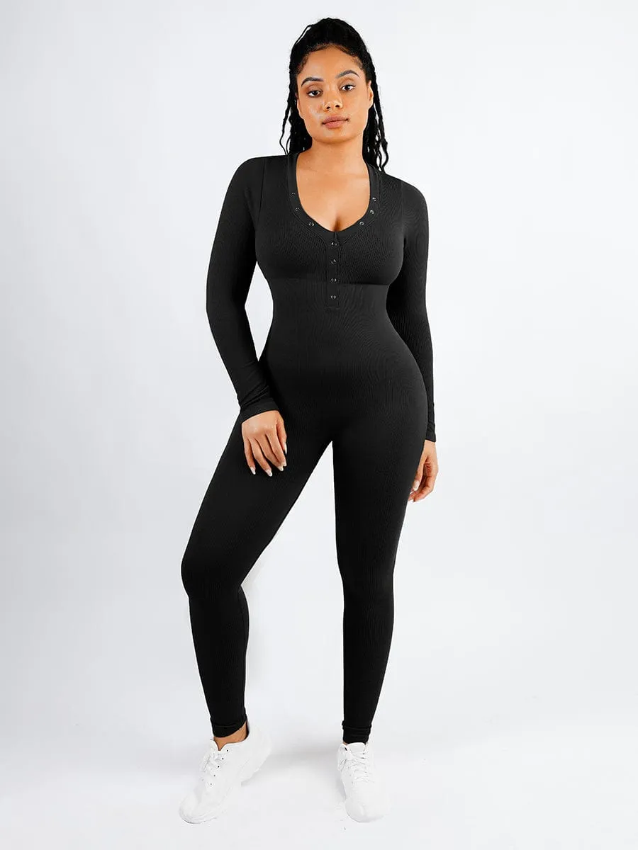 V-neck Seamless Tummy Control Jumpsuit