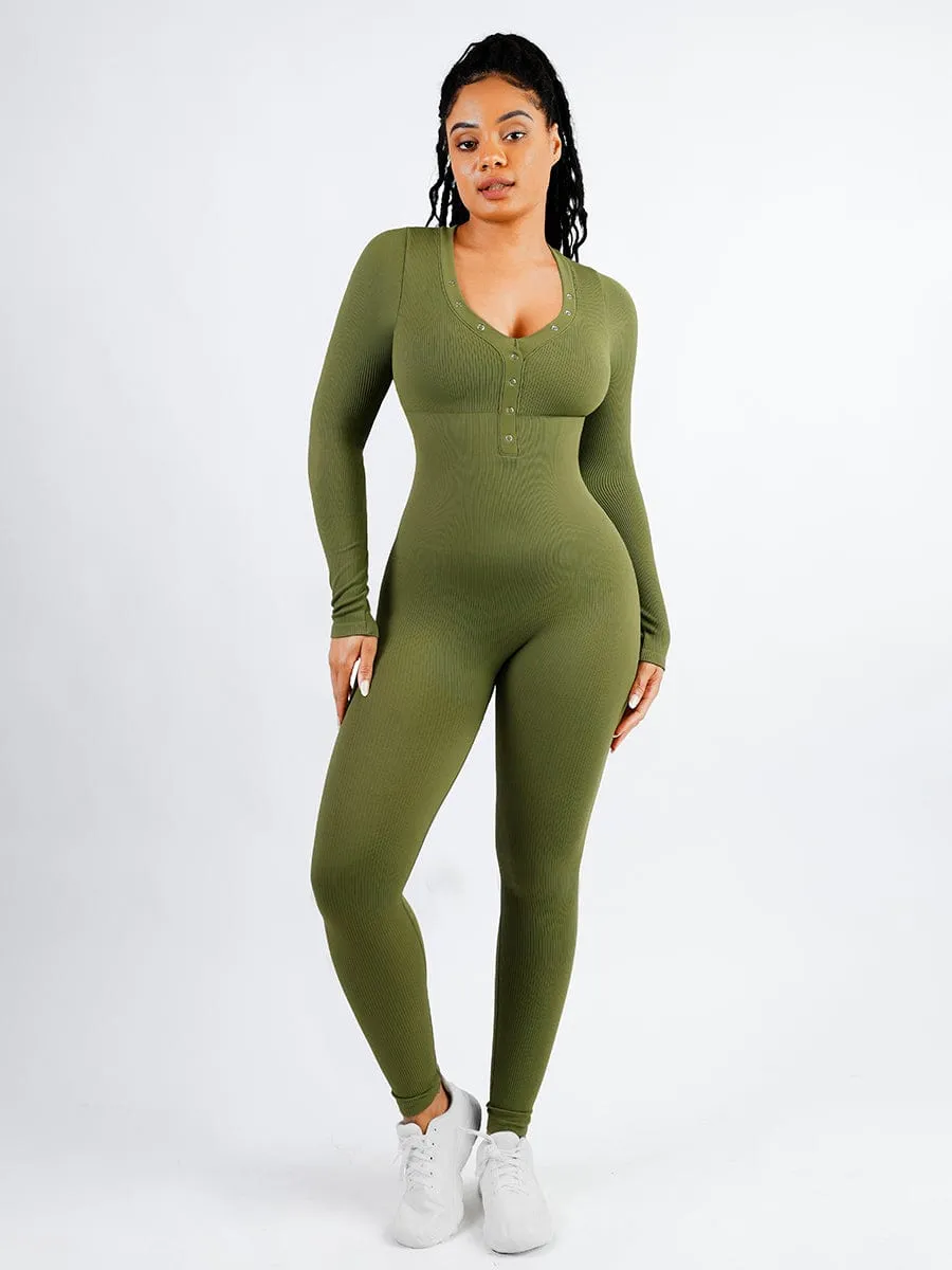 V-neck Seamless Tummy Control Jumpsuit