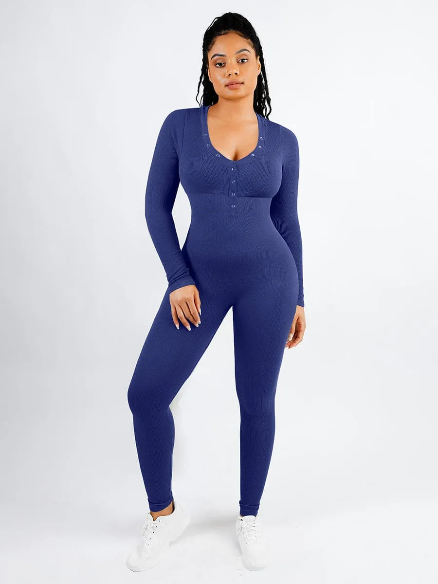 V-neck Seamless Tummy Control Jumpsuit