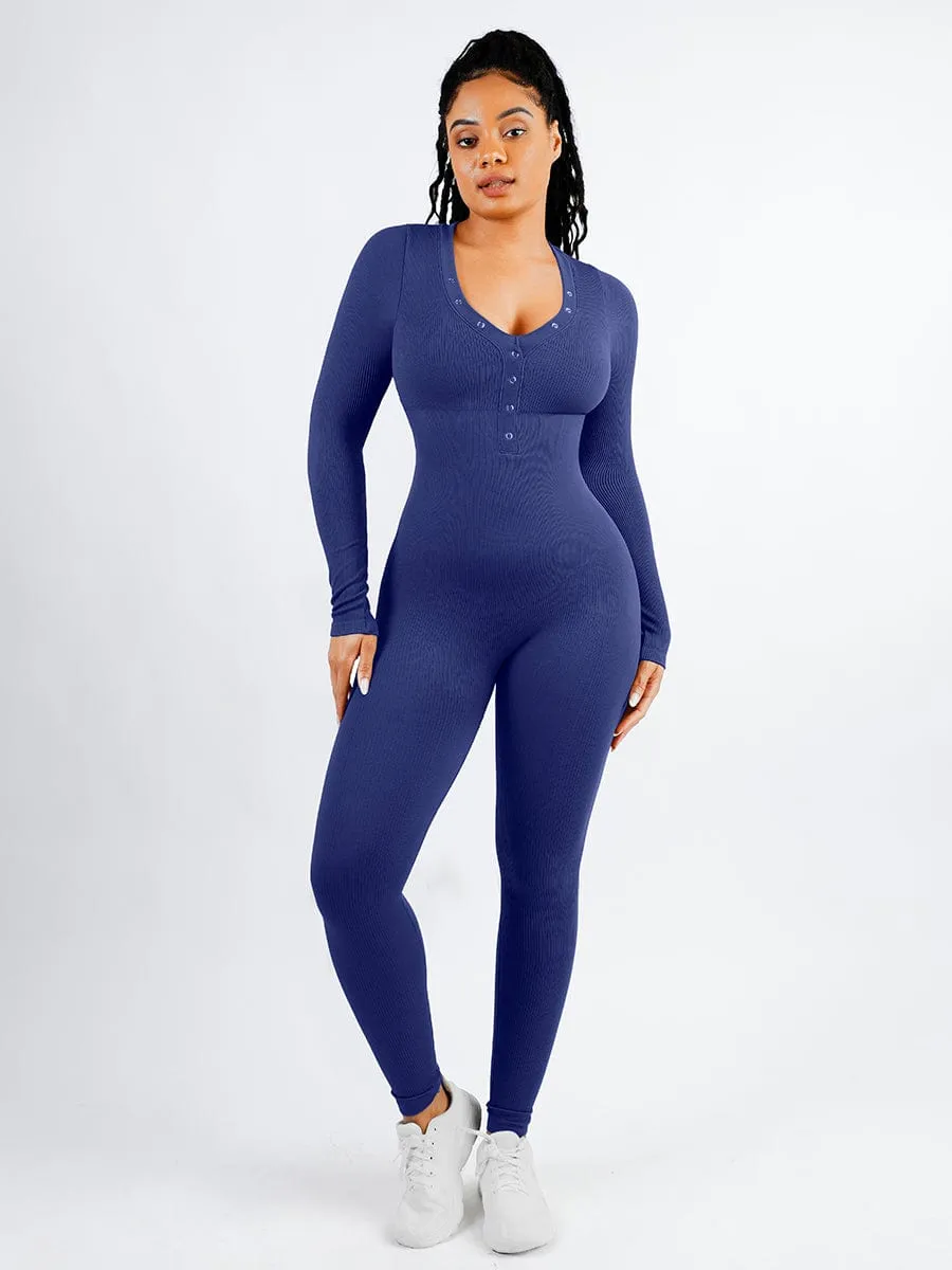 V-neck Seamless Tummy Control Jumpsuit