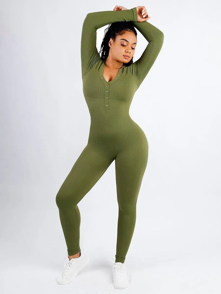 V-neck Seamless Tummy Control Jumpsuit