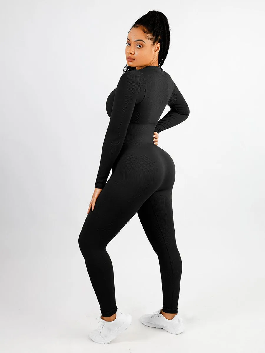 V-neck Seamless Tummy Control Jumpsuit