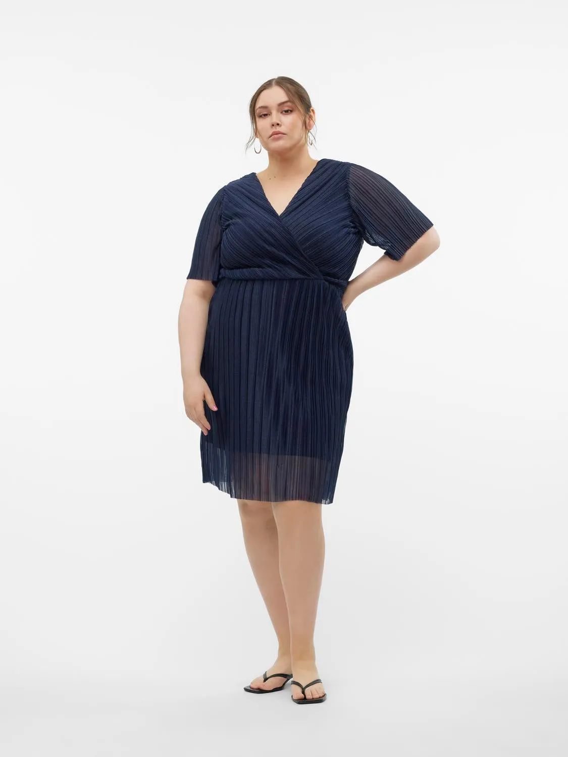 Vero Moda Curve Malone Dress in Navy Shimmer