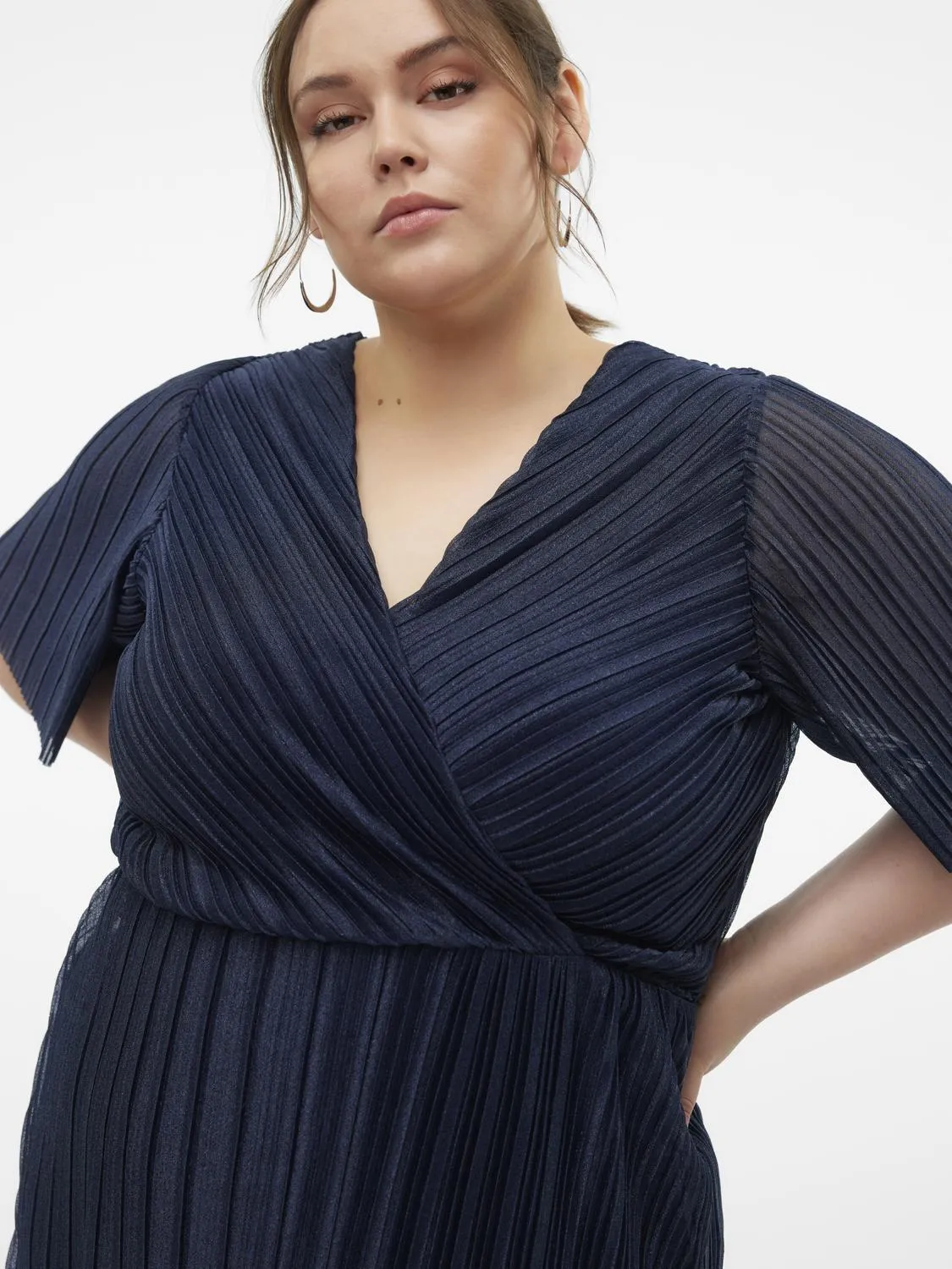 Vero Moda Curve Malone Dress in Navy Shimmer