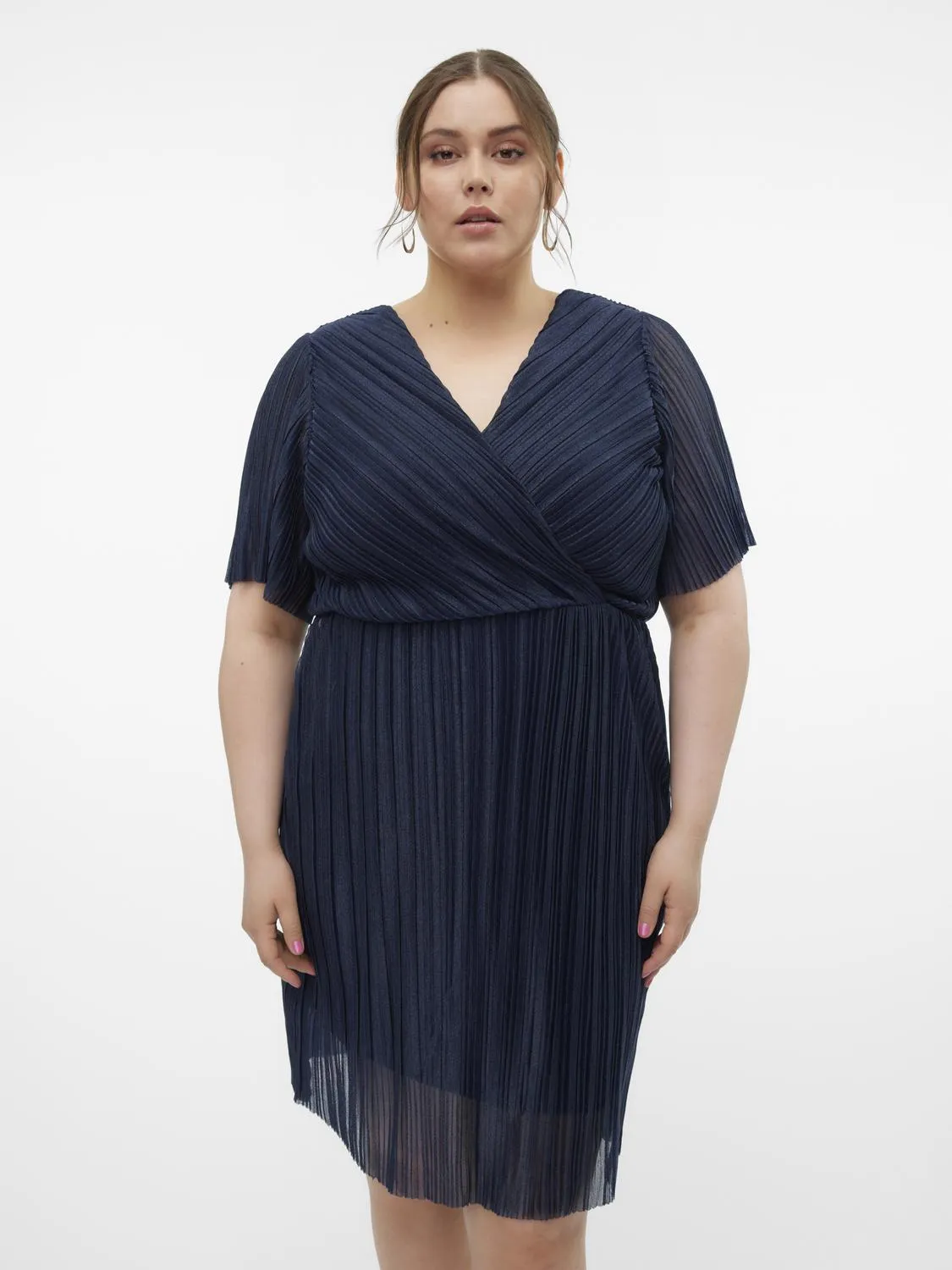 Vero Moda Curve Malone Dress in Navy Shimmer