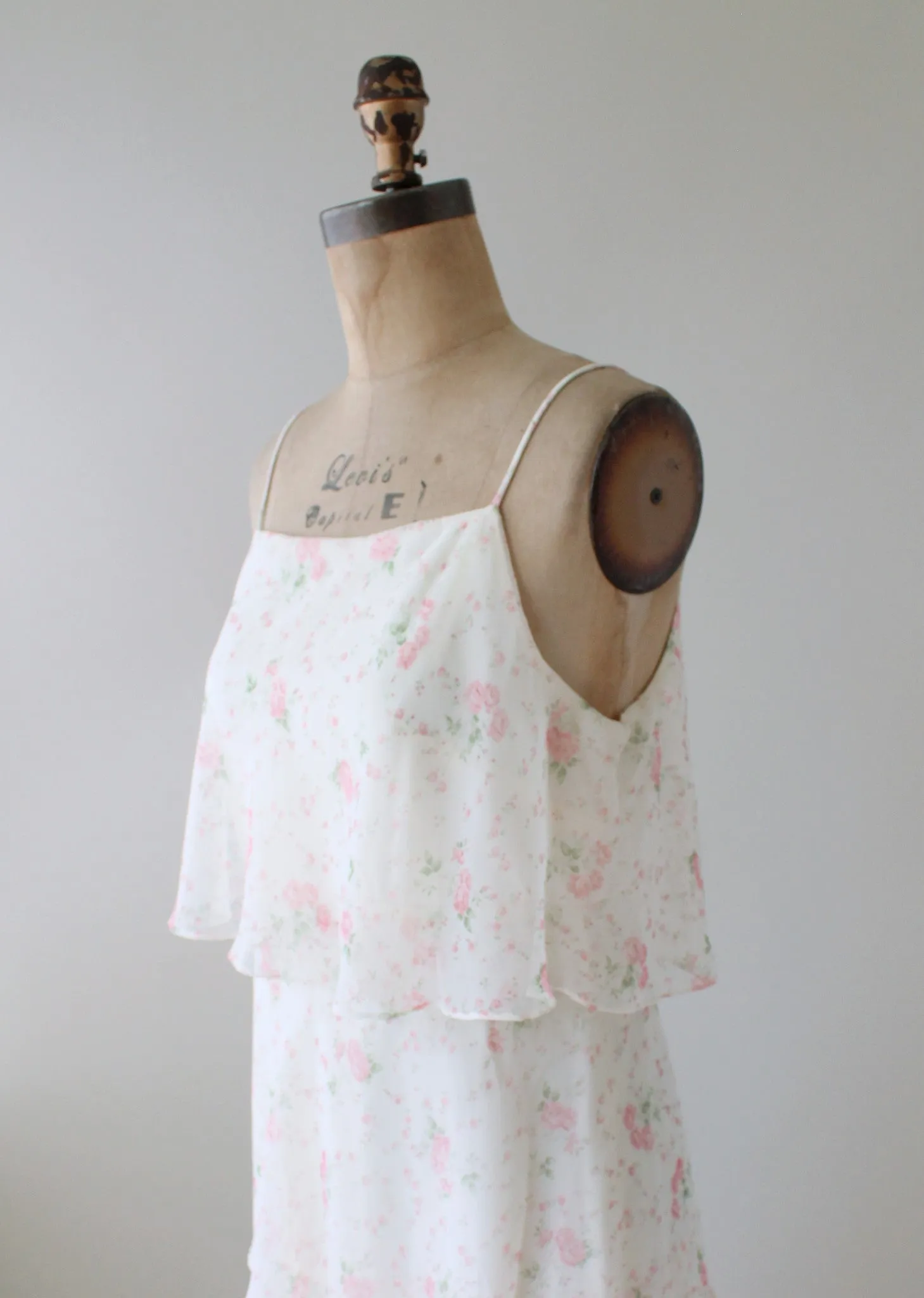 Vintage 1970s Tiered Floral Garden Party Dress