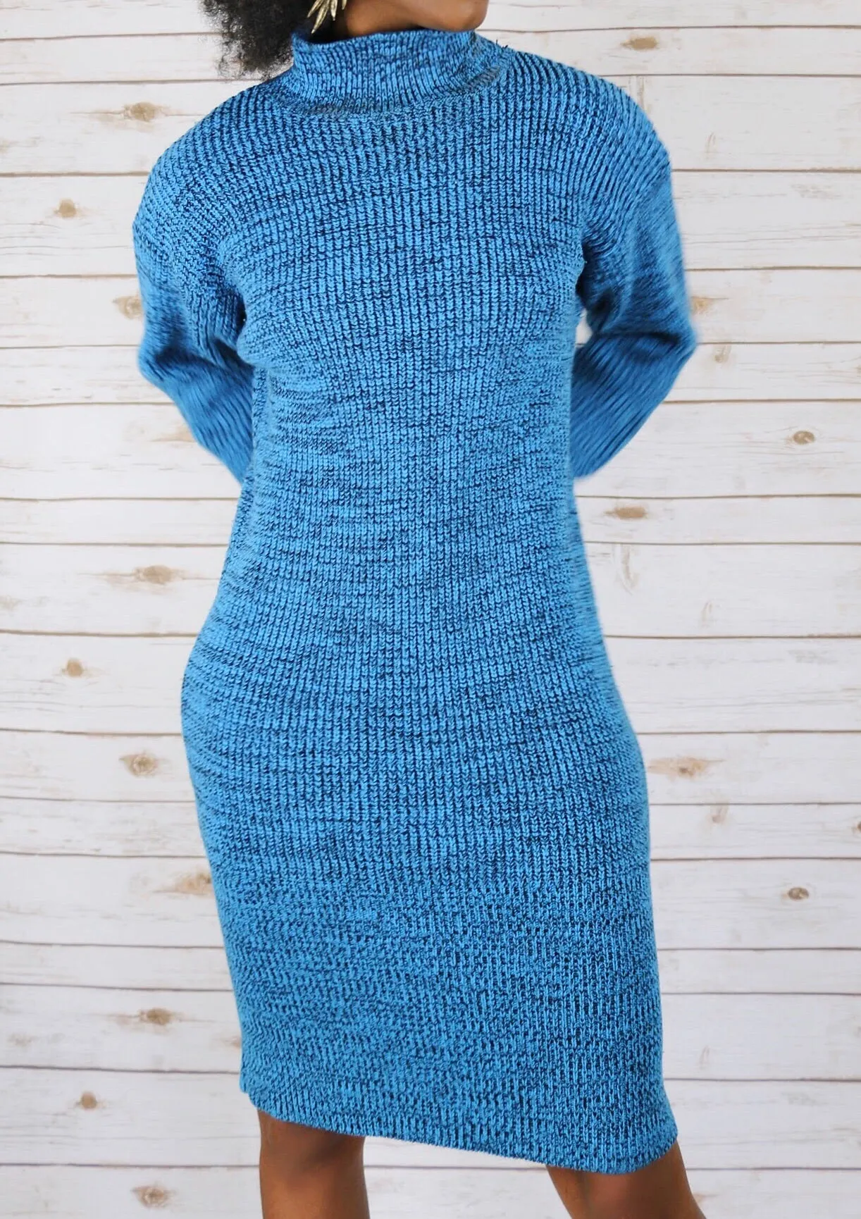 Vintage 80s Blue Sweater Dress