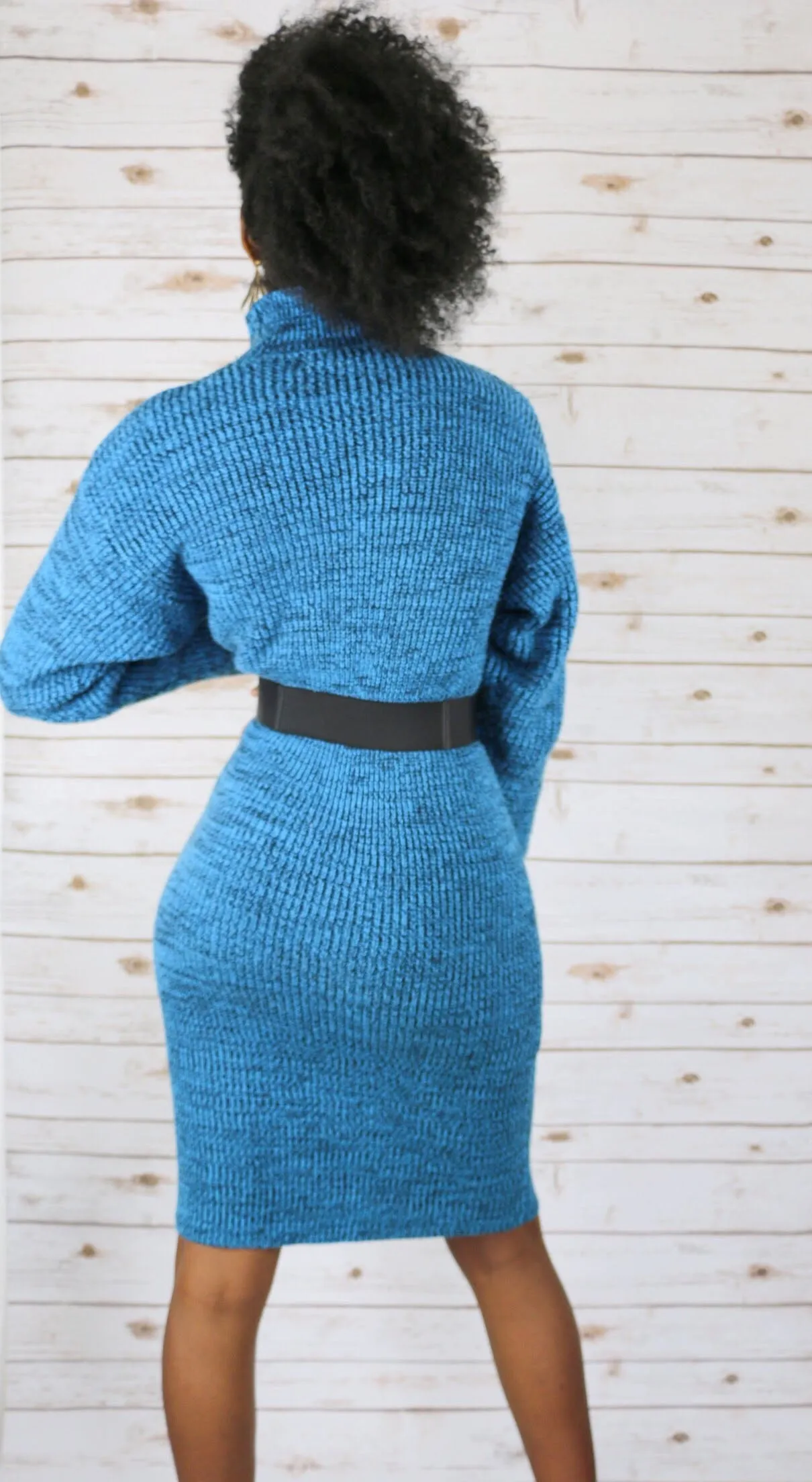 Vintage 80s Blue Sweater Dress