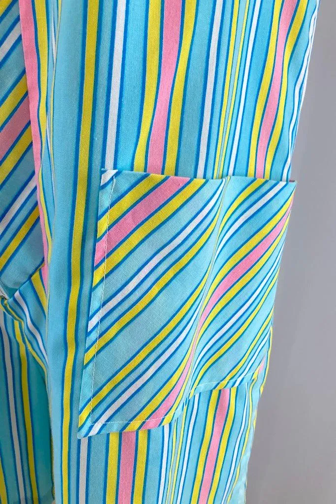 Vintage Aqua Blue Striped Romper