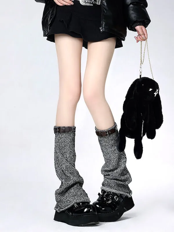 Vintage buckle grey leg warmers