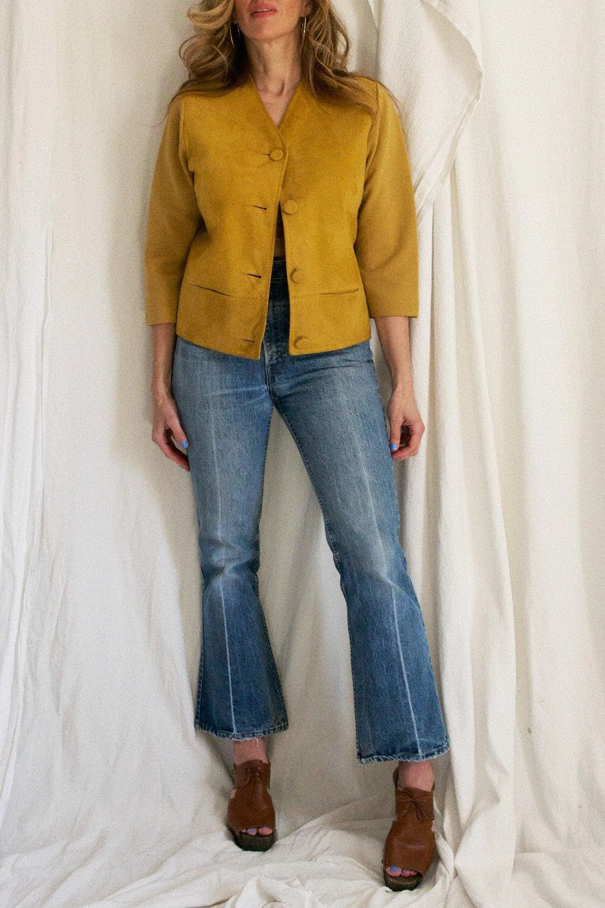 Vintage Spicy Turmeric Italian Suede Jacket