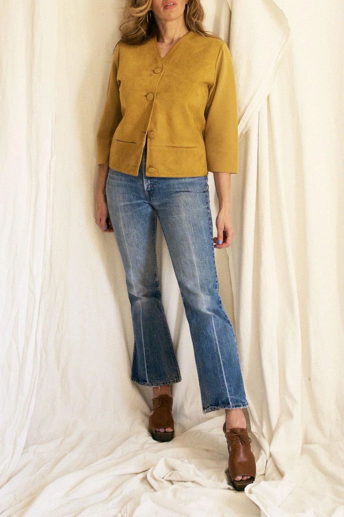 Vintage Spicy Turmeric Italian Suede Jacket