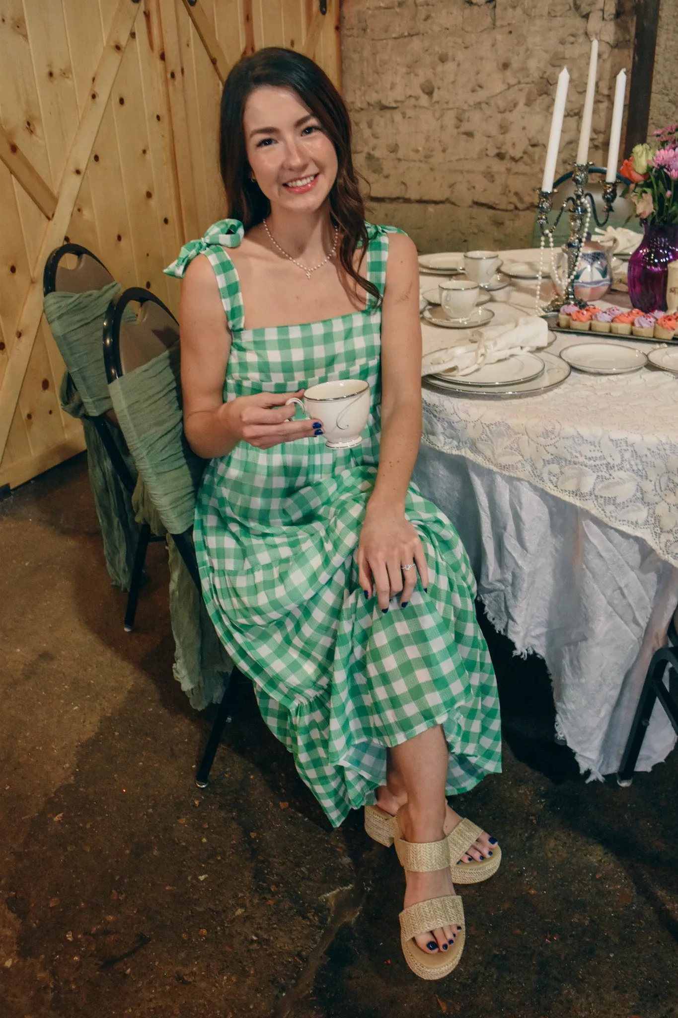 Vivianne Green Gingham Dress