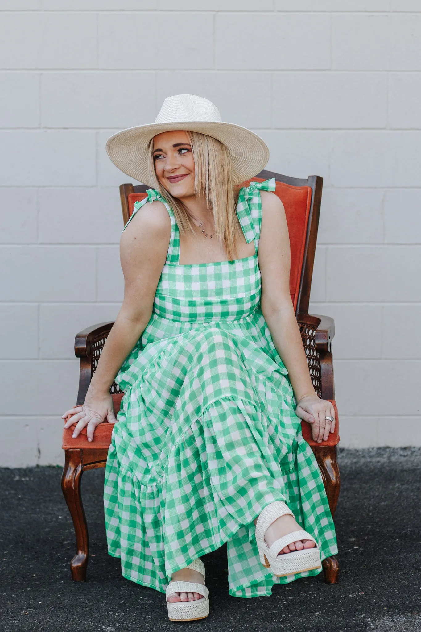 Vivianne Green Gingham Dress