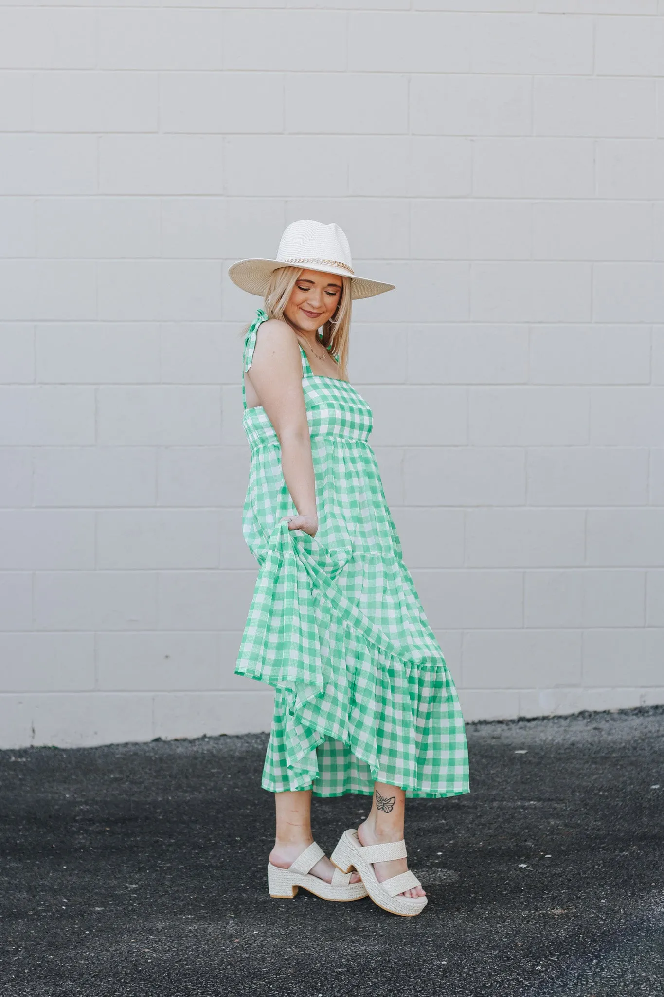 Vivianne Green Gingham Dress