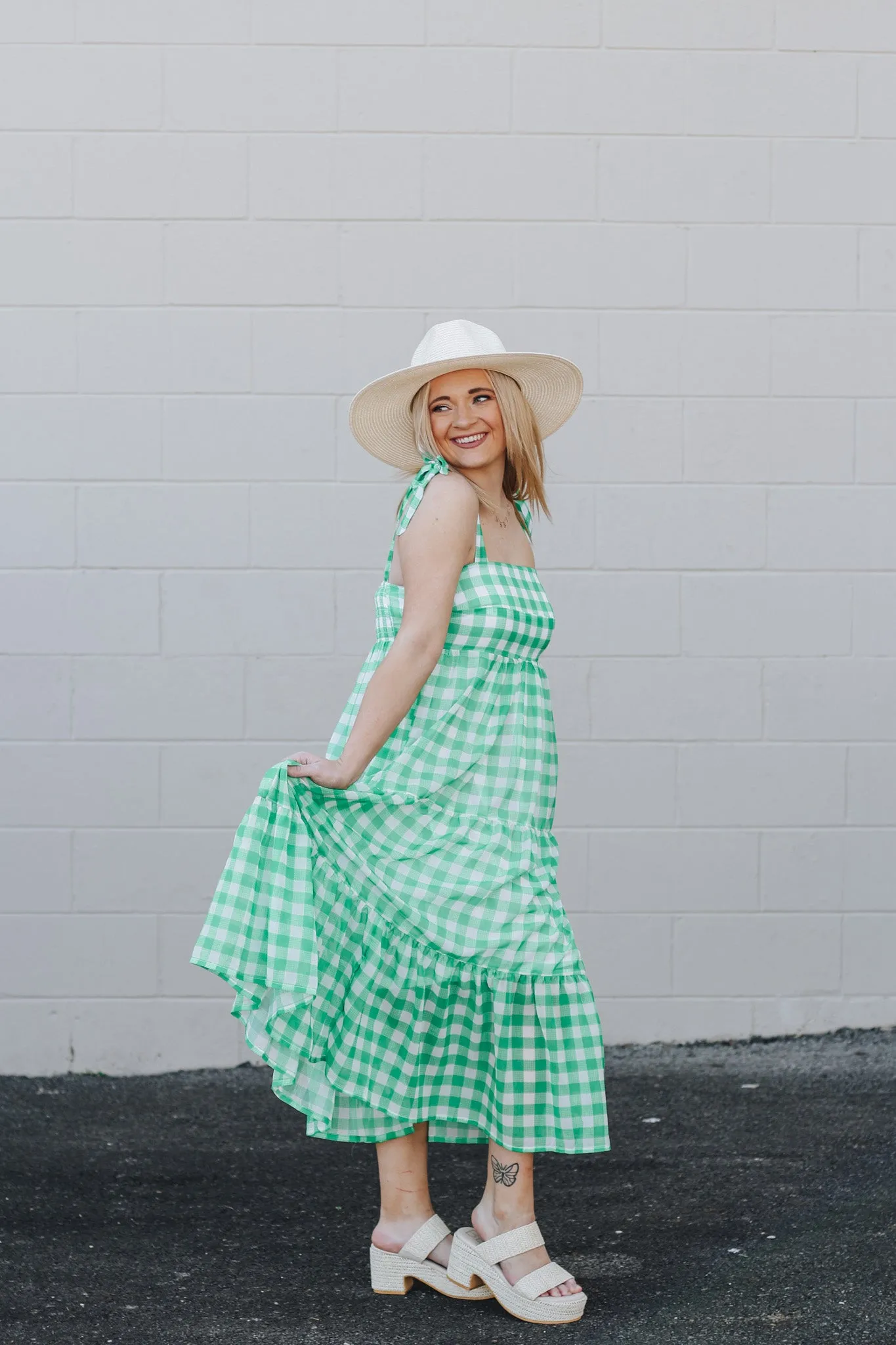 Vivianne Green Gingham Dress