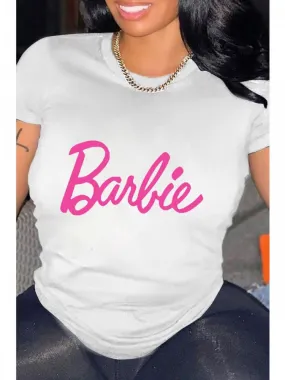 White & Pink Barbie Tee Shirt