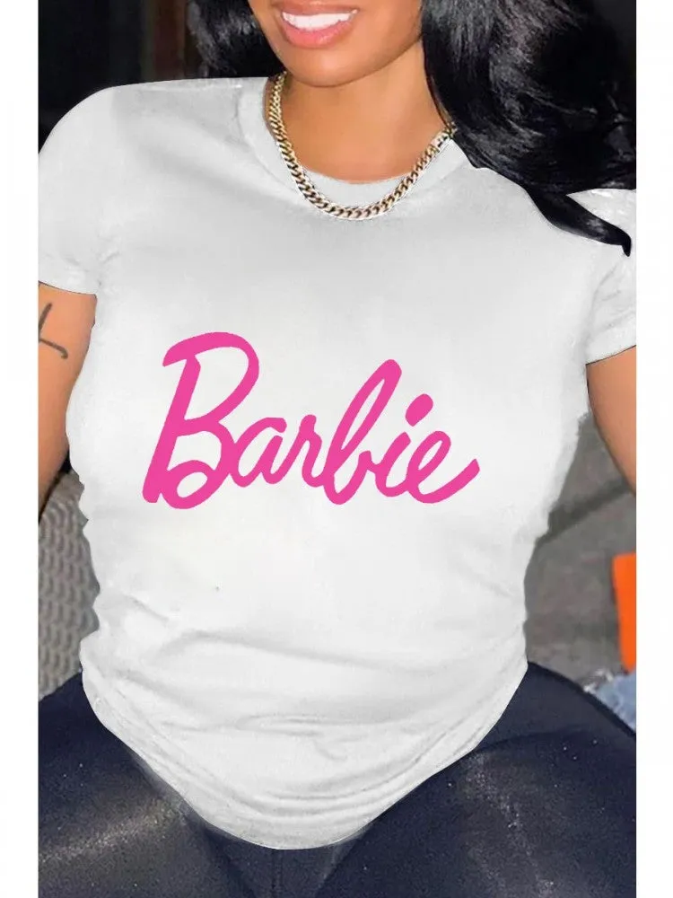 White & Pink Barbie Tee Shirt