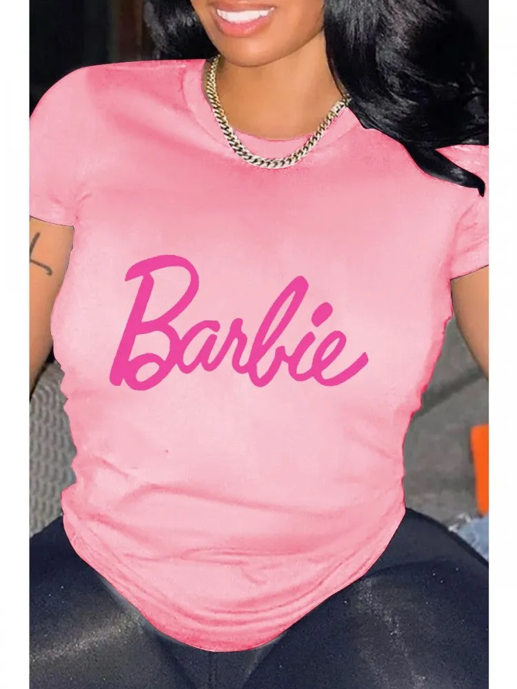 White & Pink Barbie Tee Shirt