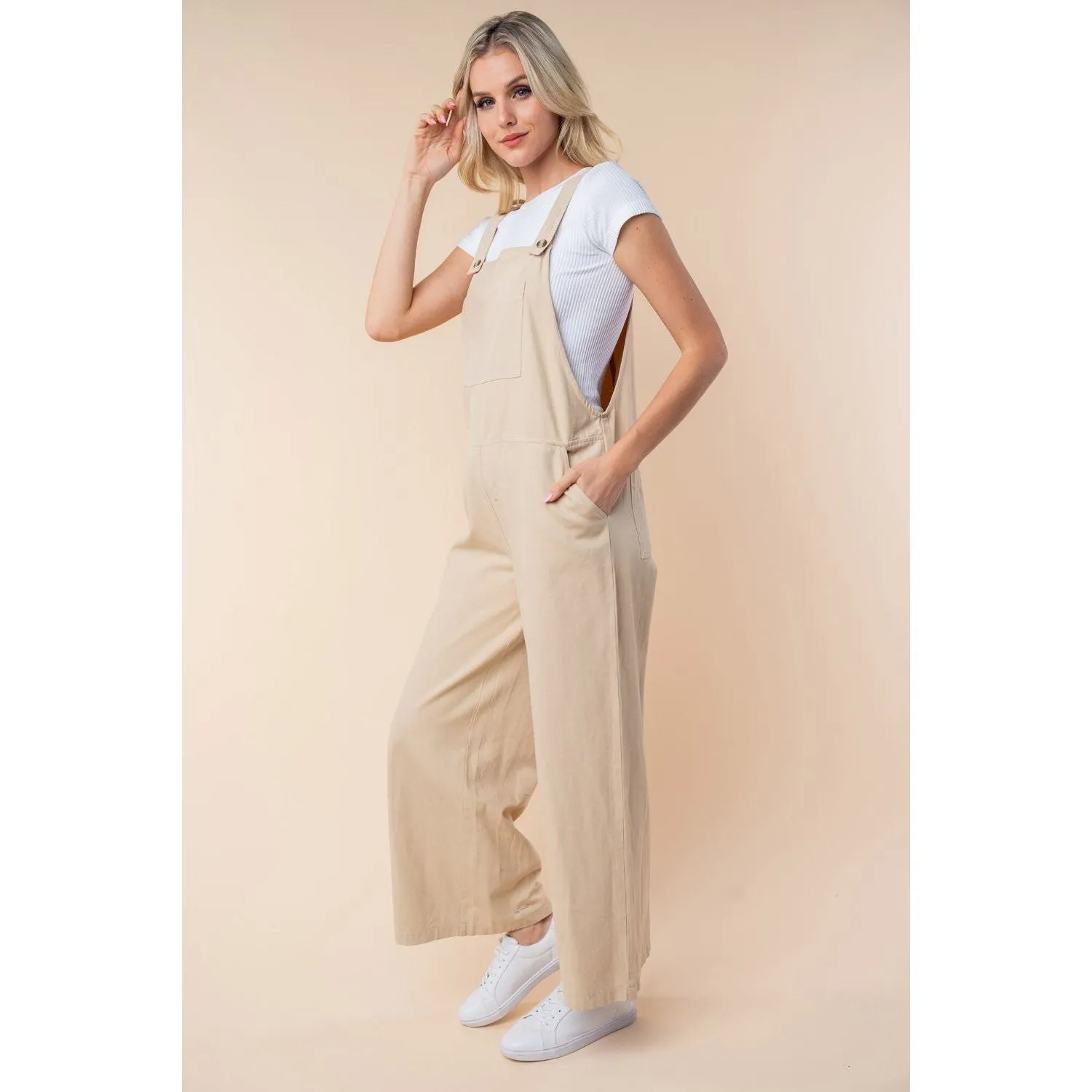 White Birch Sleeveless Wide Leg Jumpsuit