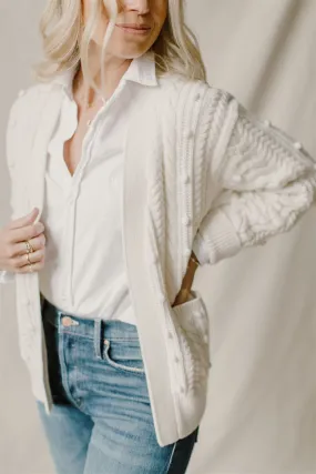 White   Warren - Sustainable Cotton Bobble Stitch Cardigan in White