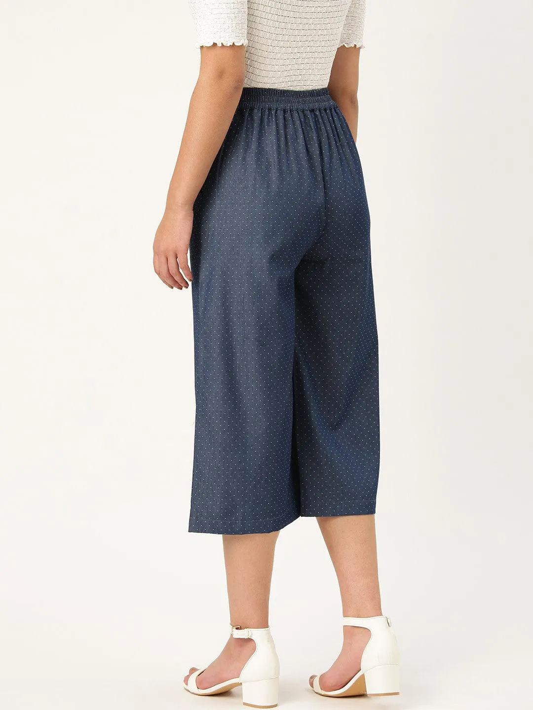 Women Navy Blue Original Loose Fit Solid Culottes