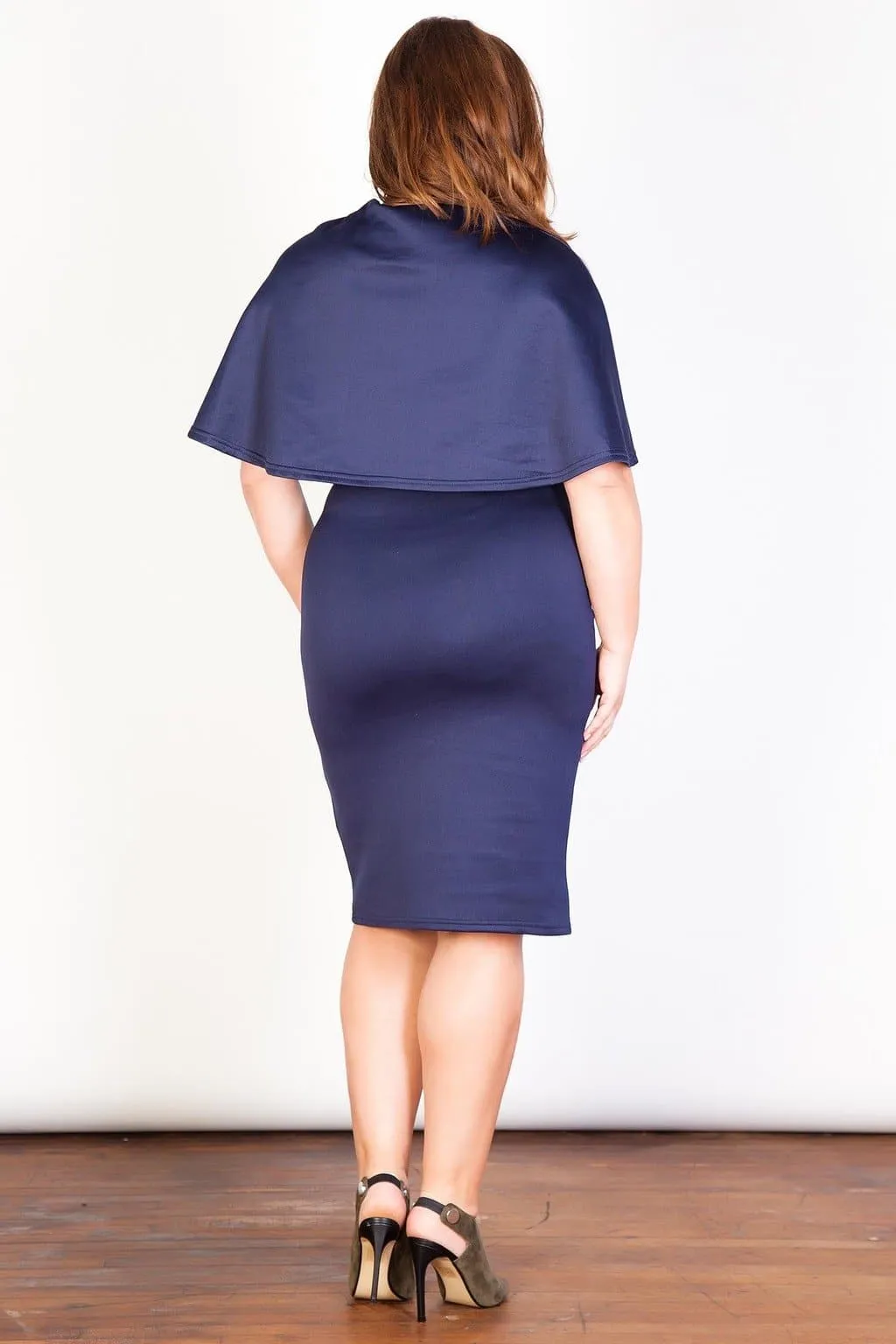 Womens V-Neck Bodycon Cape Dress