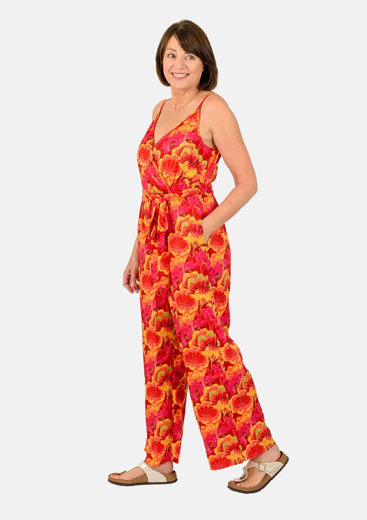 Wrap Front Floral Jumpsuit