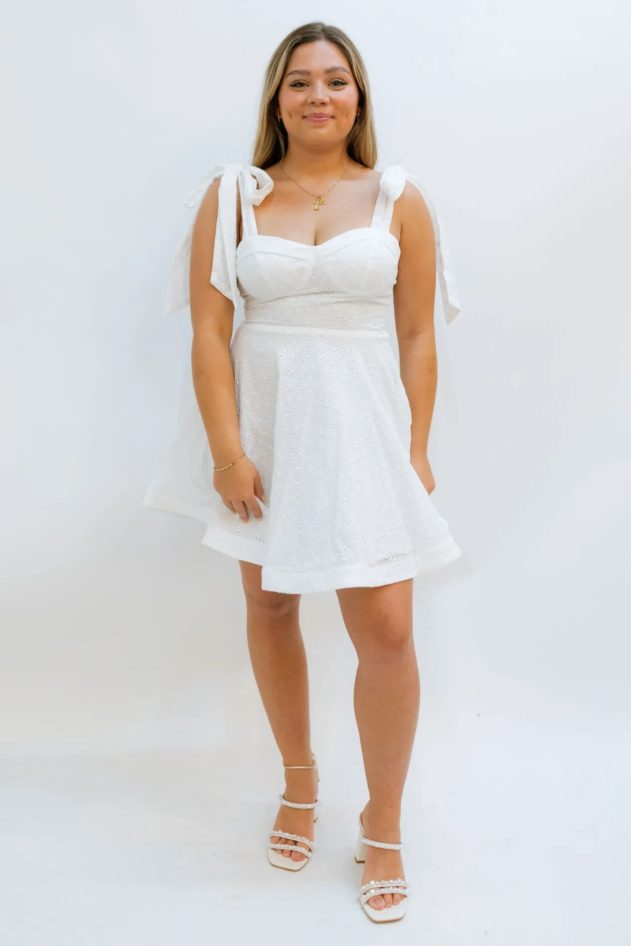 Yuki Eyelet White Dress