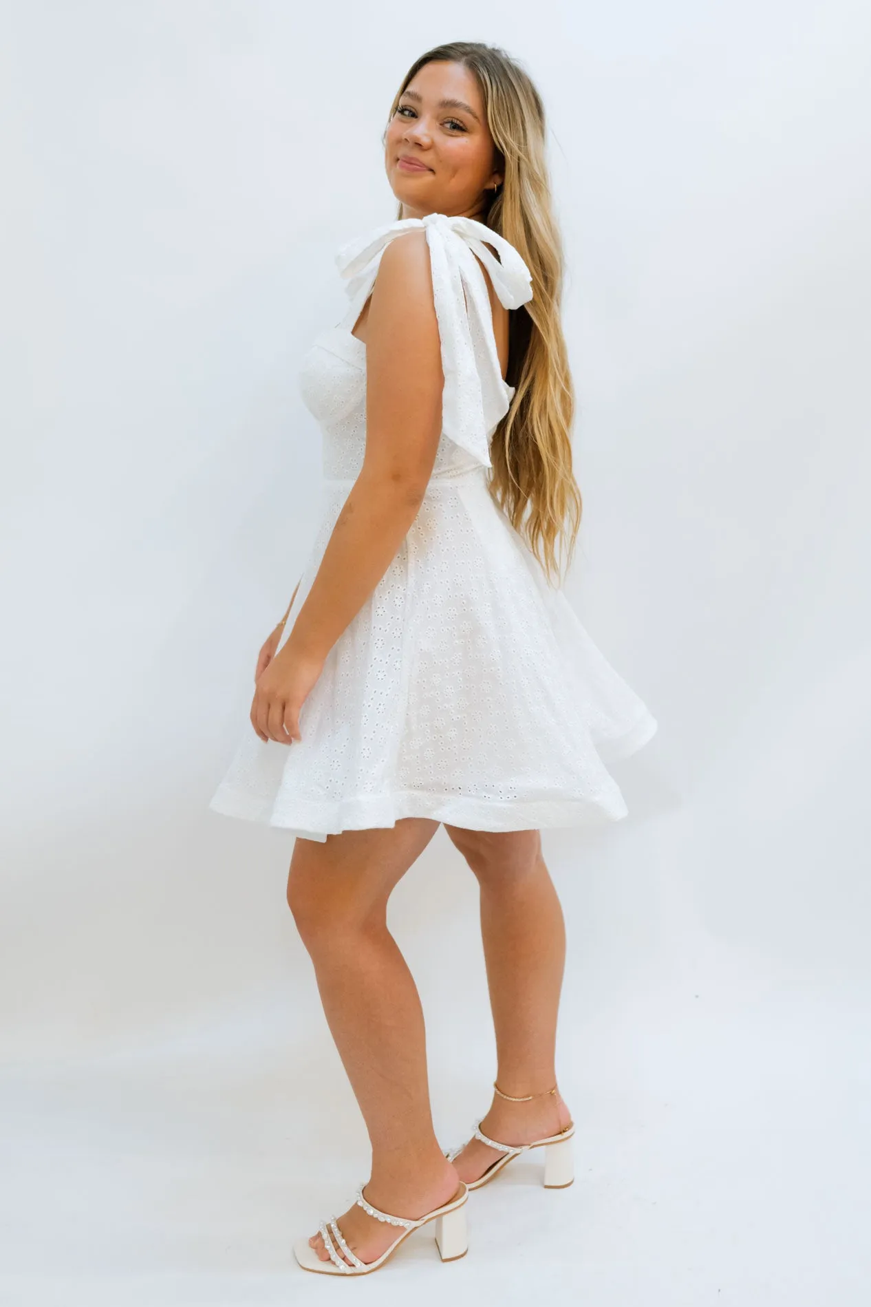 Yuki Eyelet White Dress