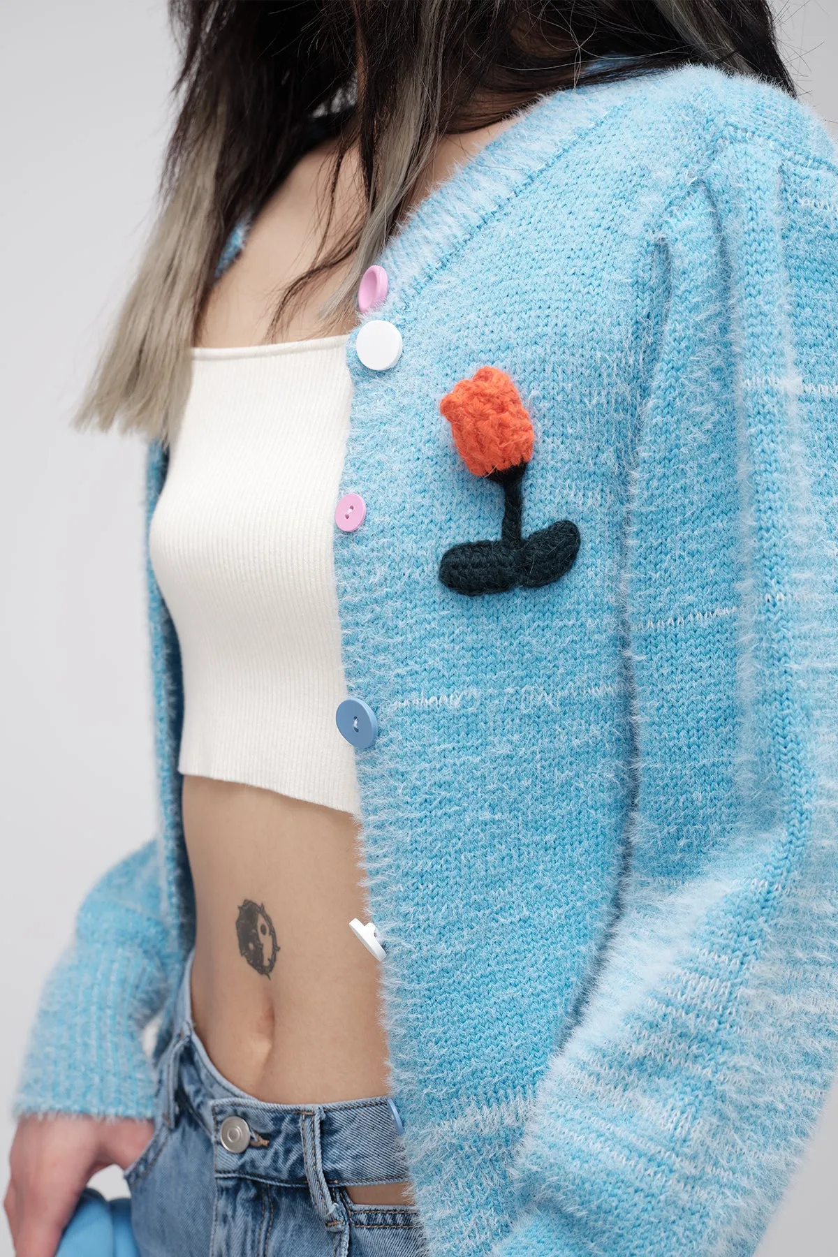 ZI II CI IEN | Blue Tulip Puff Sleeves Cardigan