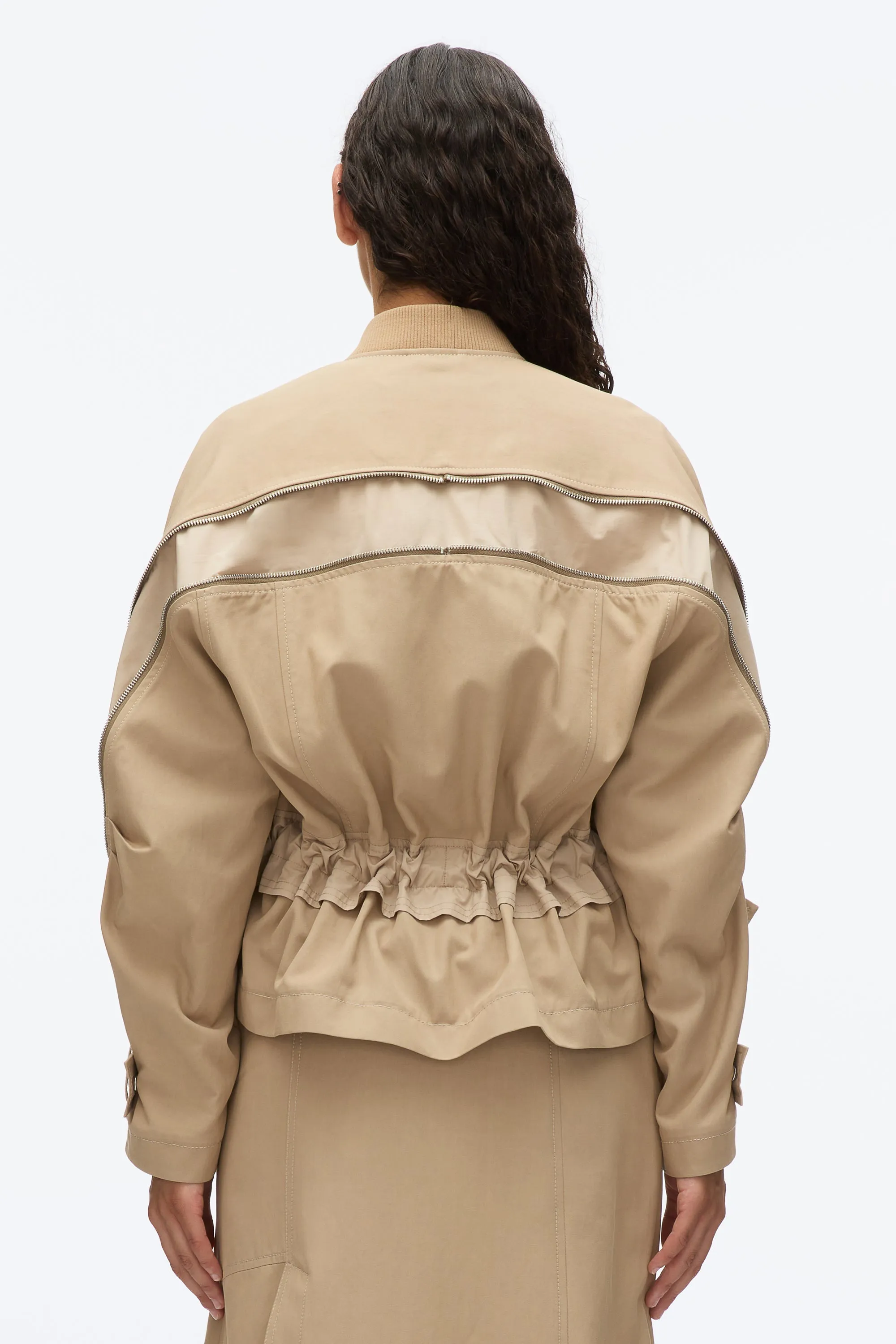 Zip Cocoon Back Bomber Jacket