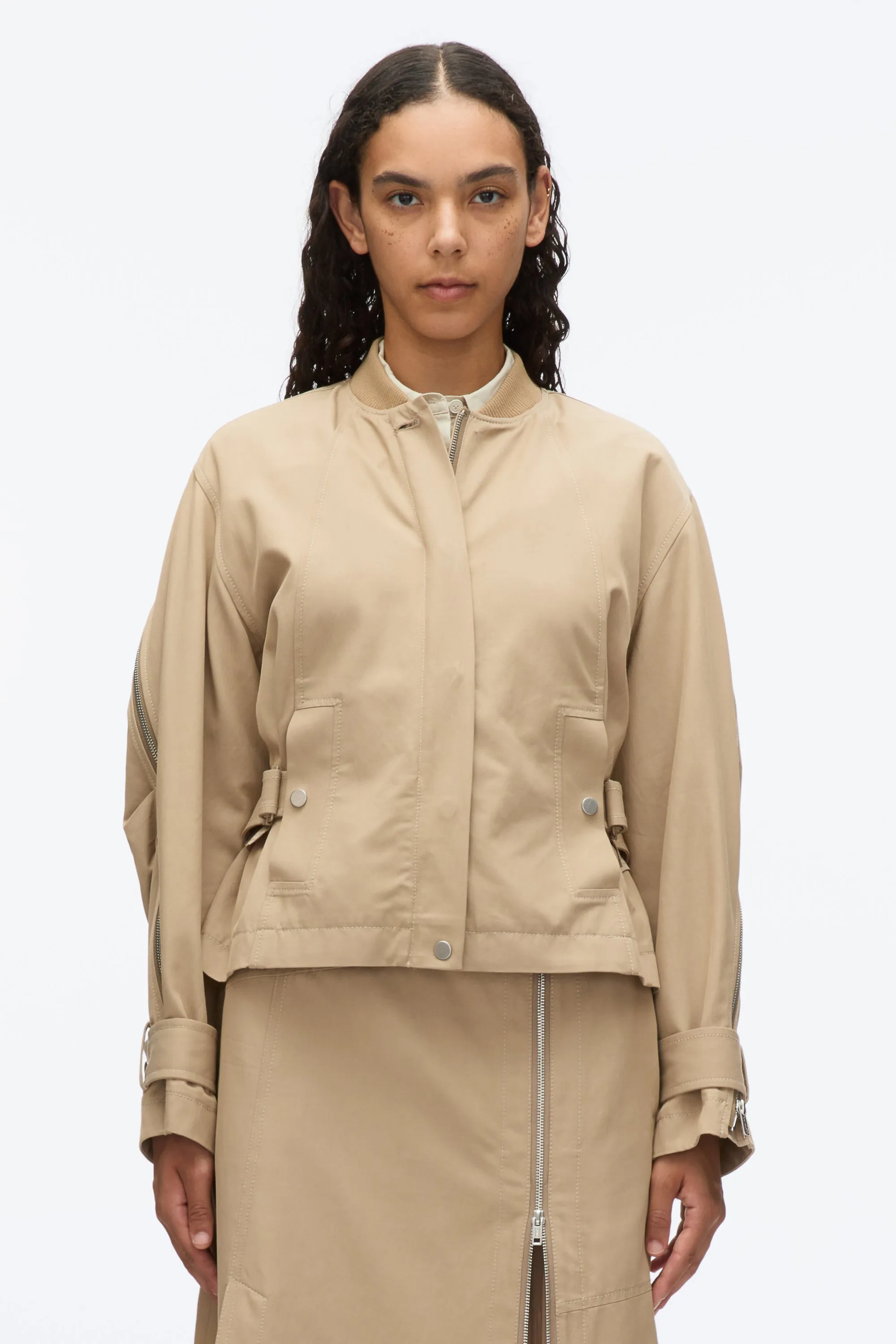 Zip Cocoon Back Bomber Jacket