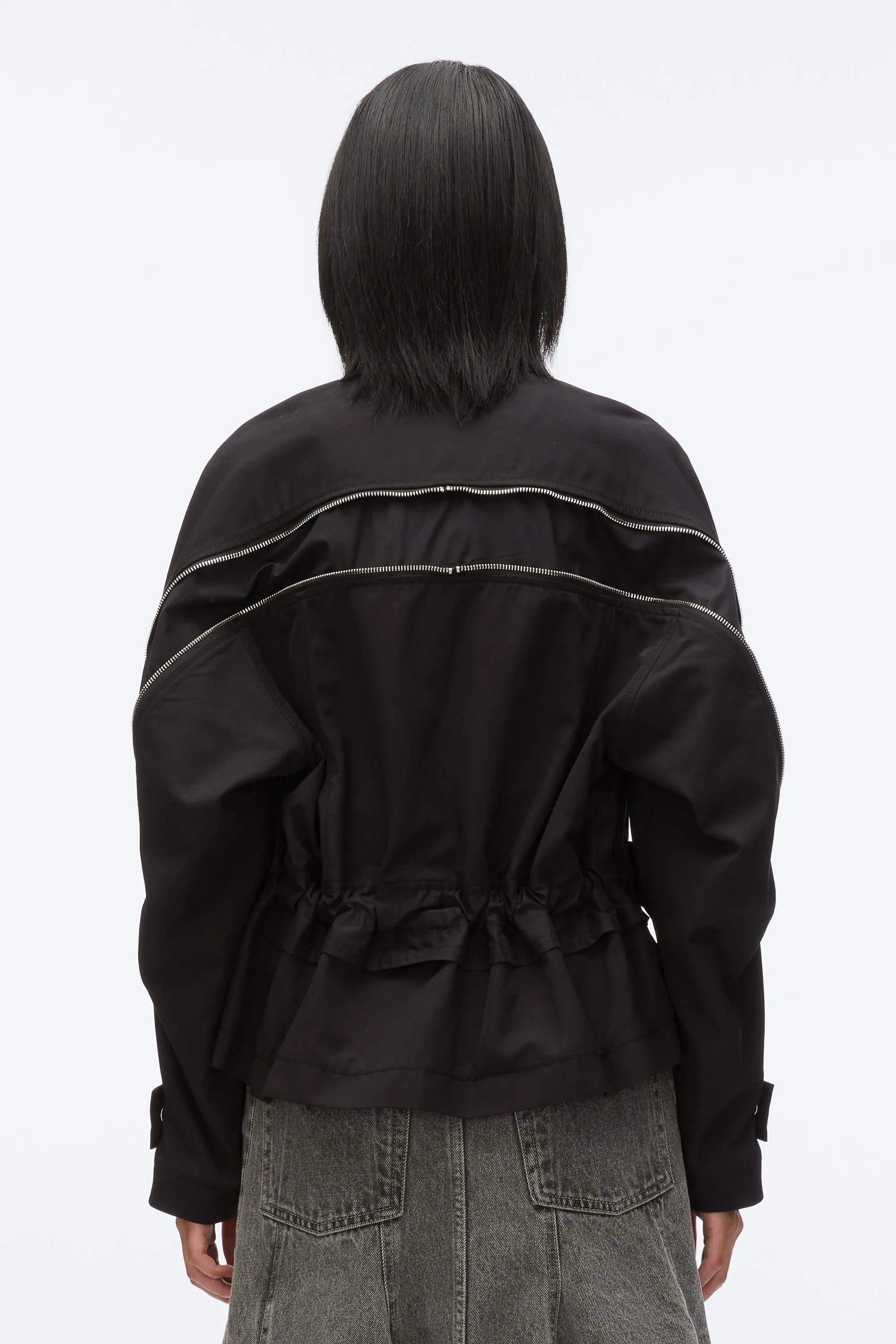 Zip Cocoon Back Bomber Jacket