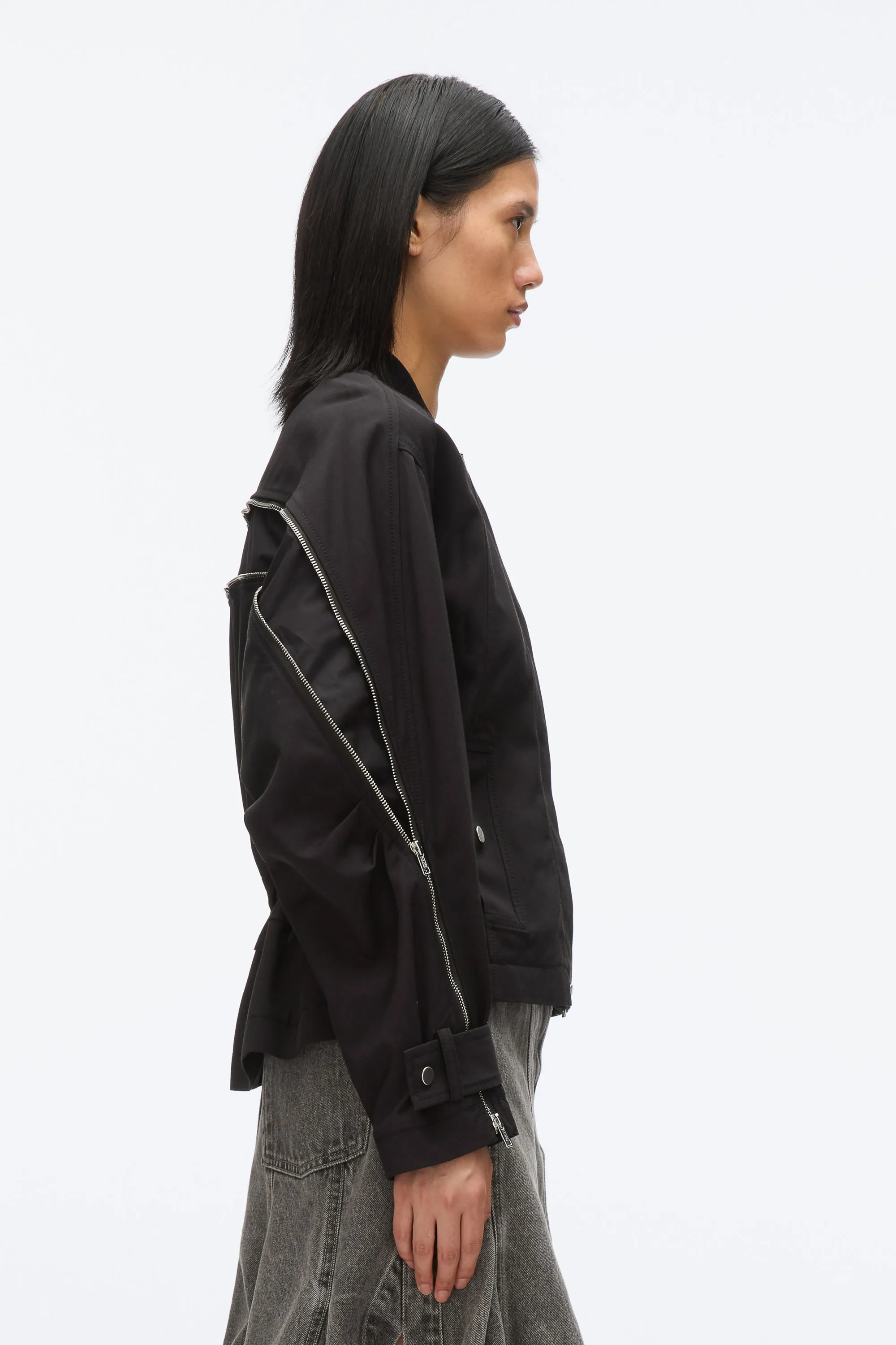 Zip Cocoon Back Bomber Jacket