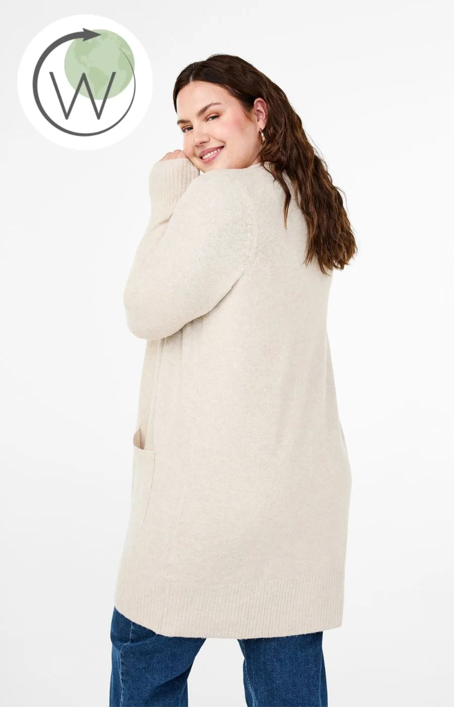 Zizzi Sunny Cardigan in Beige