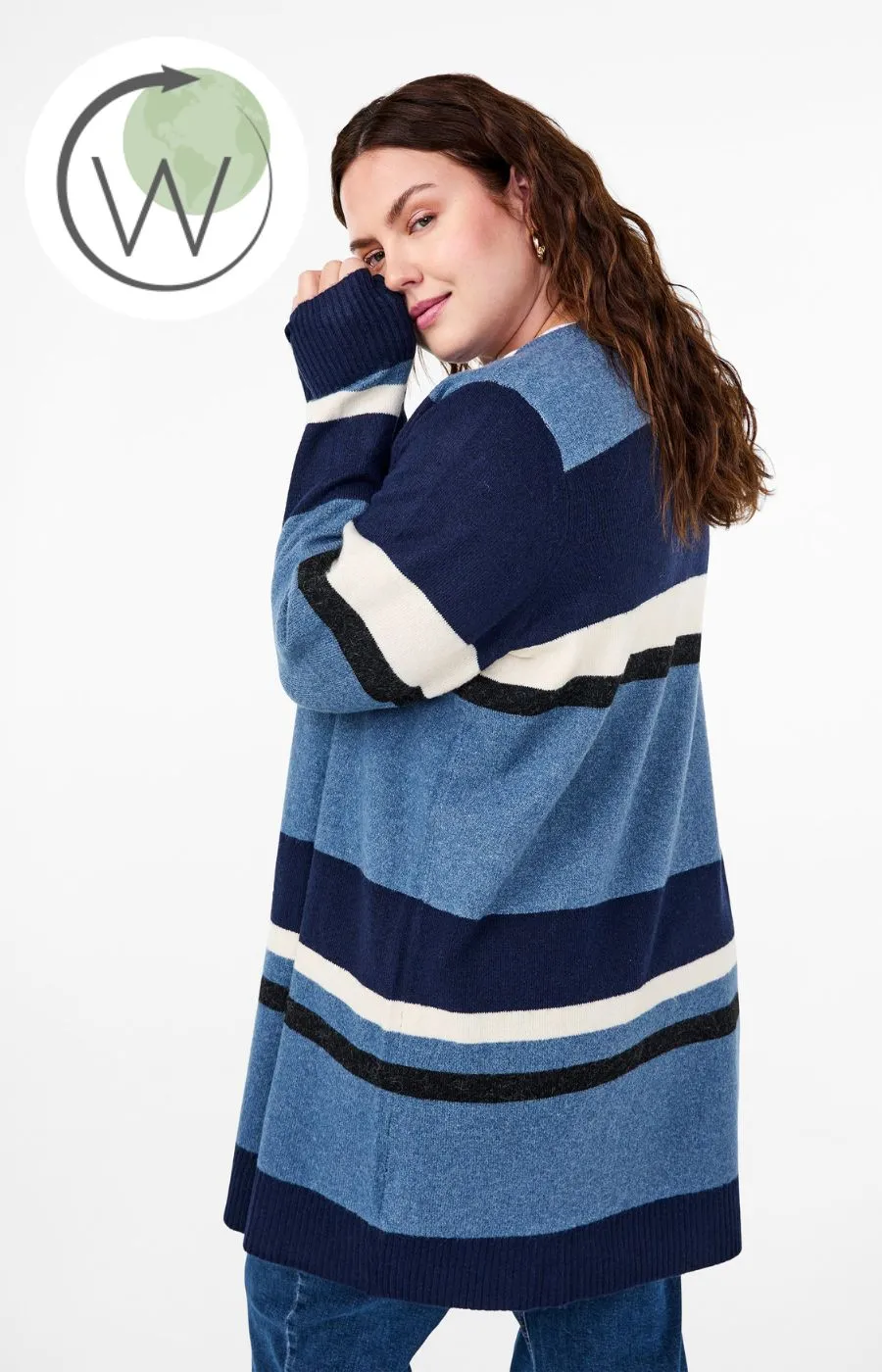 Zizzi Sunny Cardigan in Blue Stripe